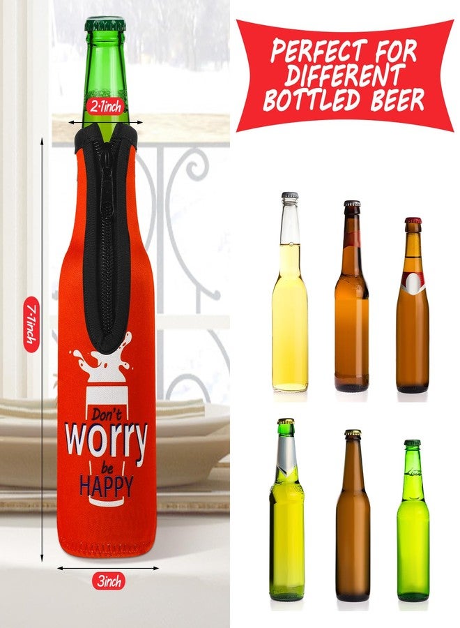 بيرثلين مجموعة بيرثلين الصيفية المكونة من 8 قطع من أغطية زجاجات البيرة العازلة المزودة بسحاب، مصنوعة من النيوبرين المعزول، تحافظ على دفء وبرودة زجاجات البيرة، مع حواف قماشية مخيطة، مثالية للحفلات. - Image 2